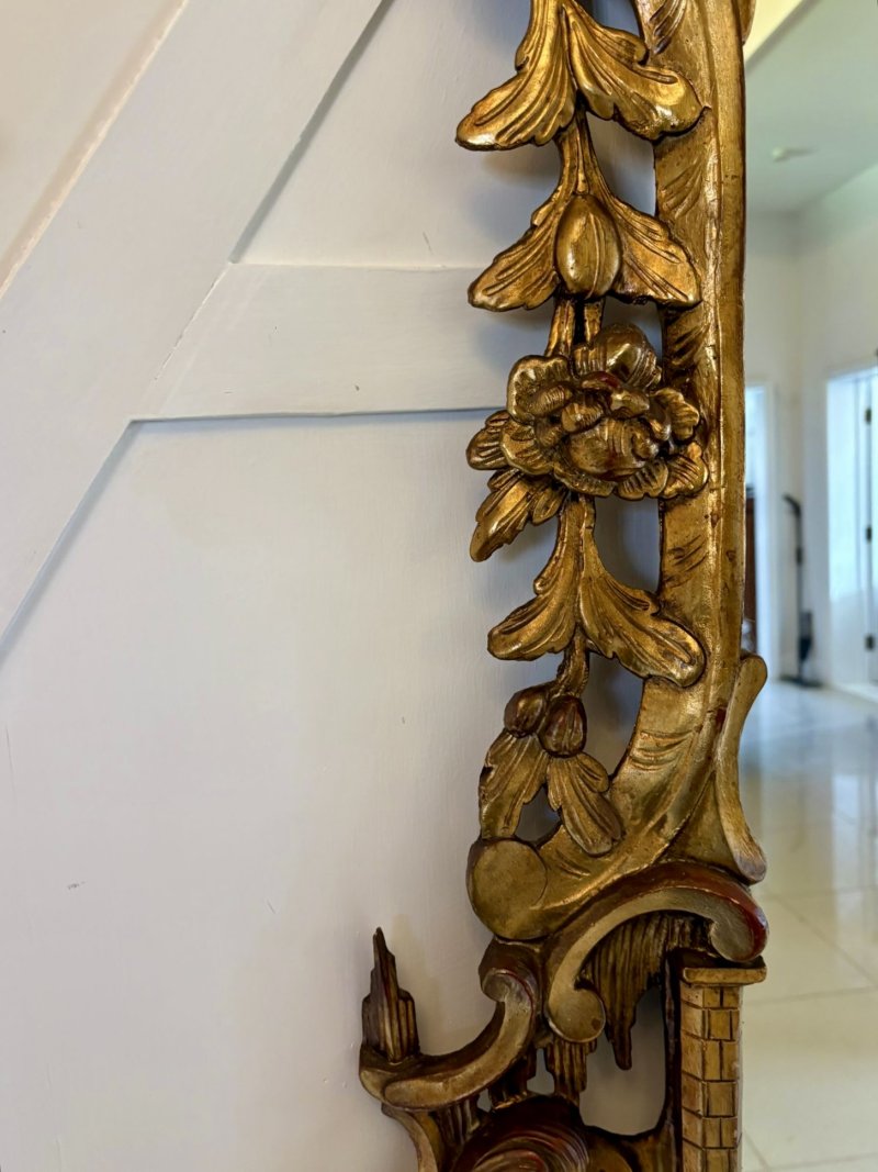 Antique Pair Giltwood Rococo Chinoiserie Wall Mirrors - Image 7